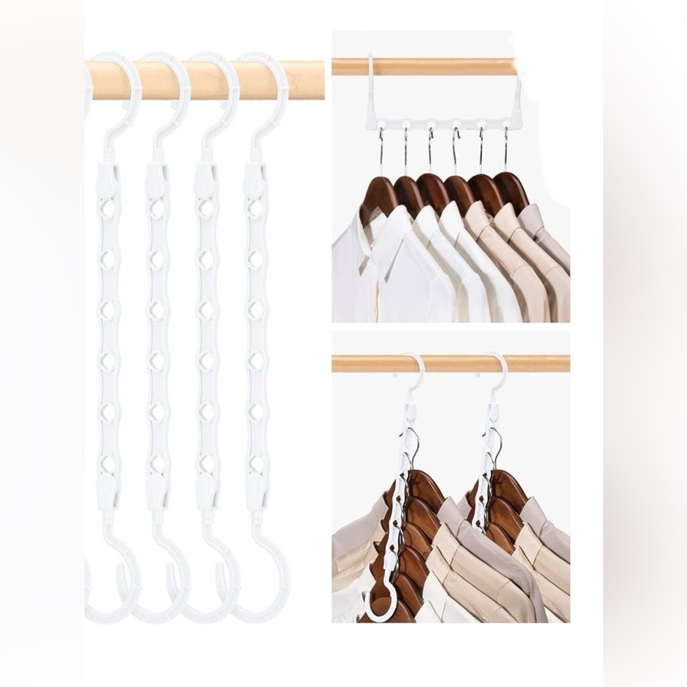 Hangers Magic Space-Saving White Closet Organizer 4 Pack Opened But New